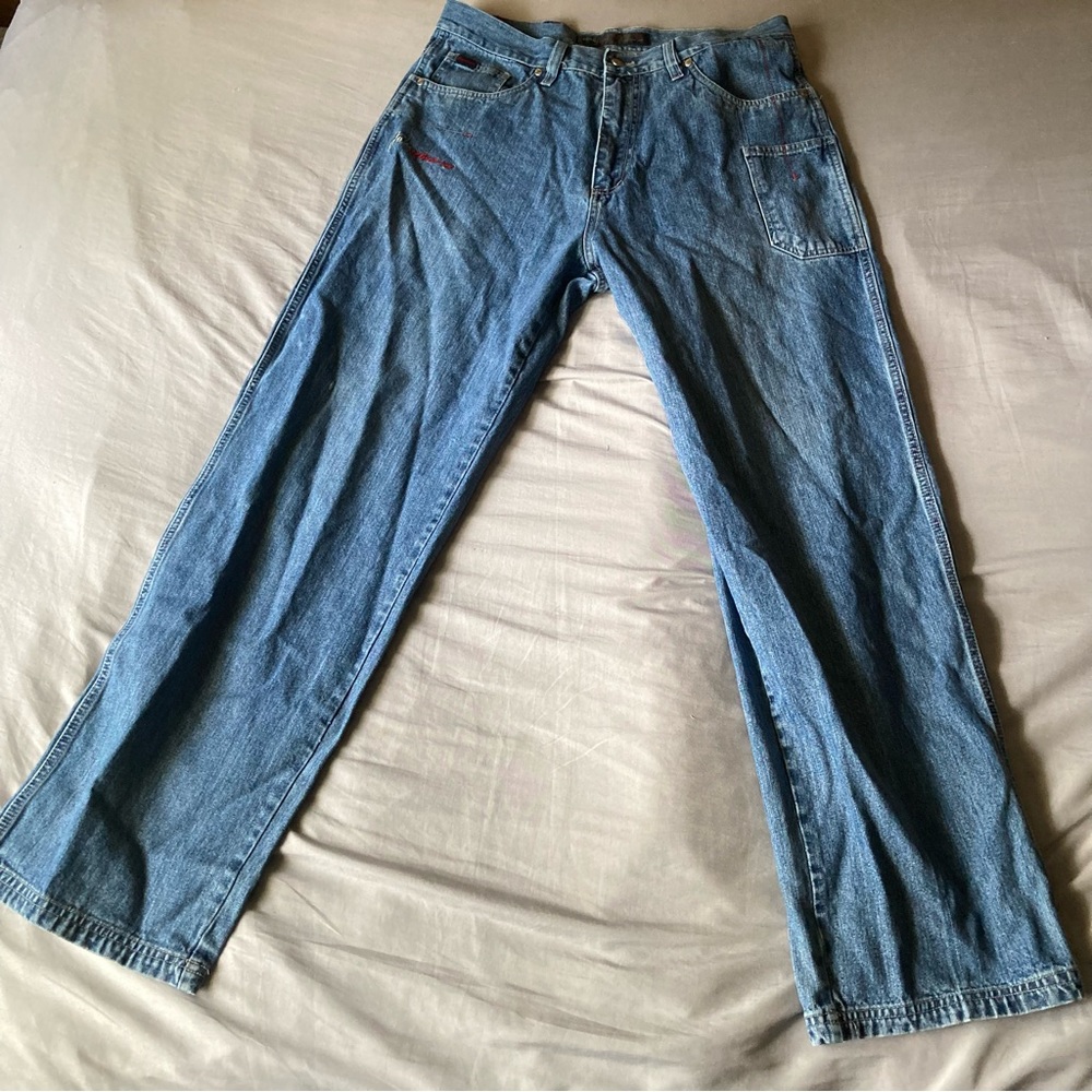 Fubu Jeans Mens 36x34 Blue Baggy Wide Leg Skater Y2K Vintage Grunge